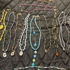 Chic Blue and Gold Beaded Necklace